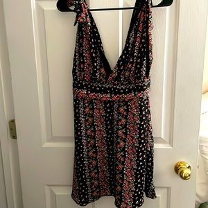 Plunging neck line floral dress